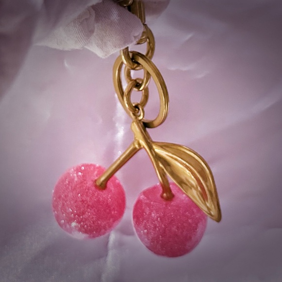 Cherry Keychain with Pink Glitter - Picture 10 of 13
